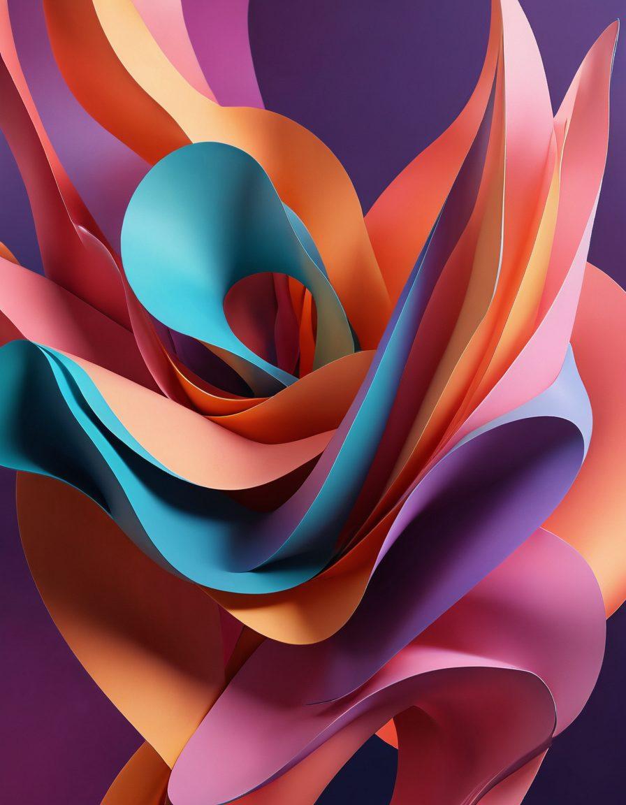 A captivating blend of abstract 3D graphics and sensual elements, featuring intertwining shapes that symbolize connection and passion, illuminated with soft, warm colors. Integrate subtle hints of digital technology and intimate moments to evoke a sense of online sensuality. The background should be ethereal and slightly blurred, creating a dreamy effect. super-realistic. vibrant colors. 3D.